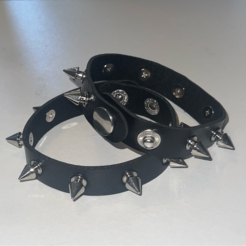 Black Spiked/Studded Leather Bracelet - Alt, Punk, Emo, Metal